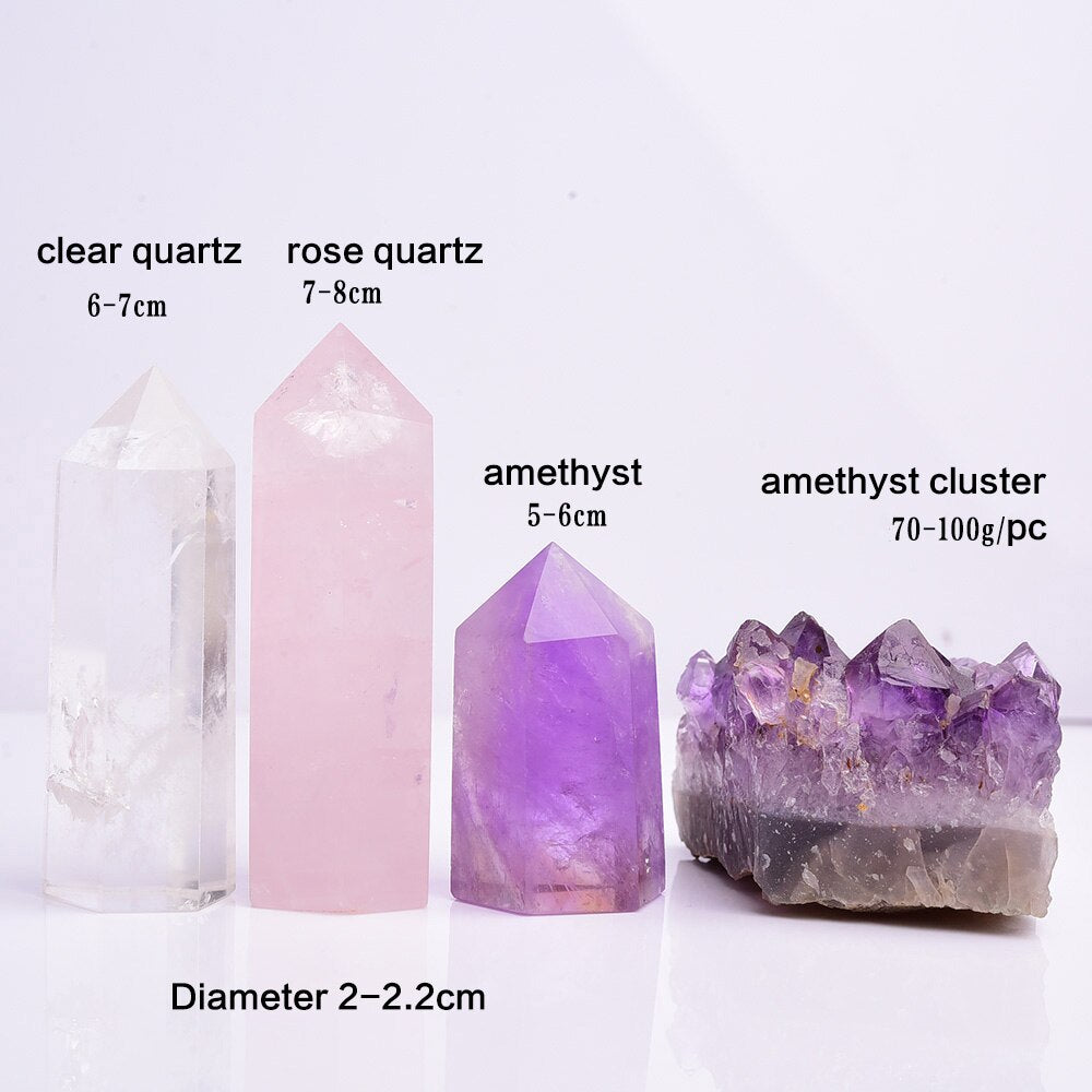 Serenity Dreams Crystal Point Set - Amethyst, Rose Quartz &amp; Clear Quartz (4pc)