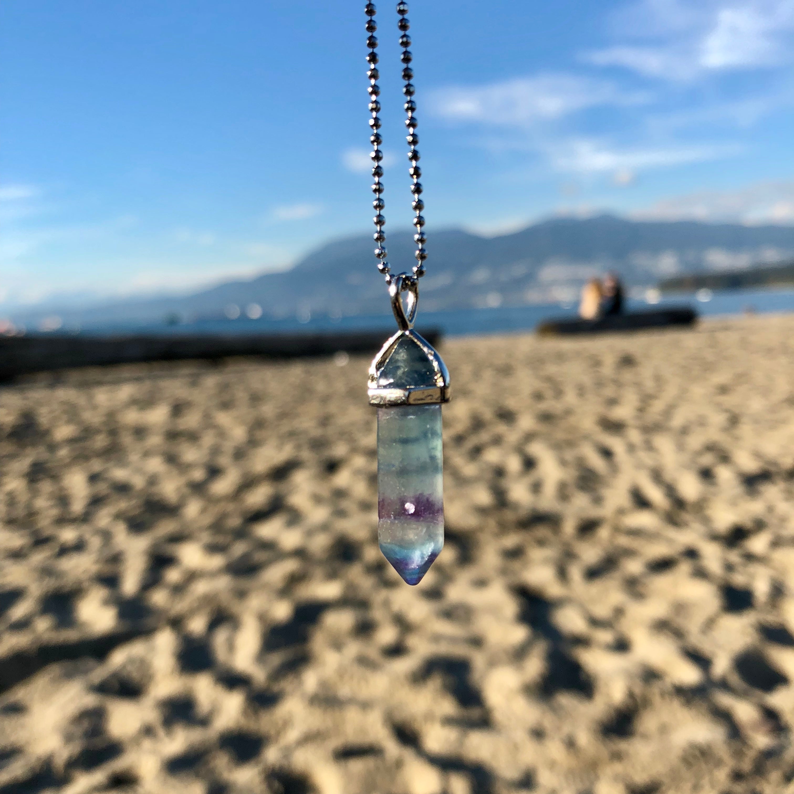 Collar de cristal de fluorita arcoiris 
