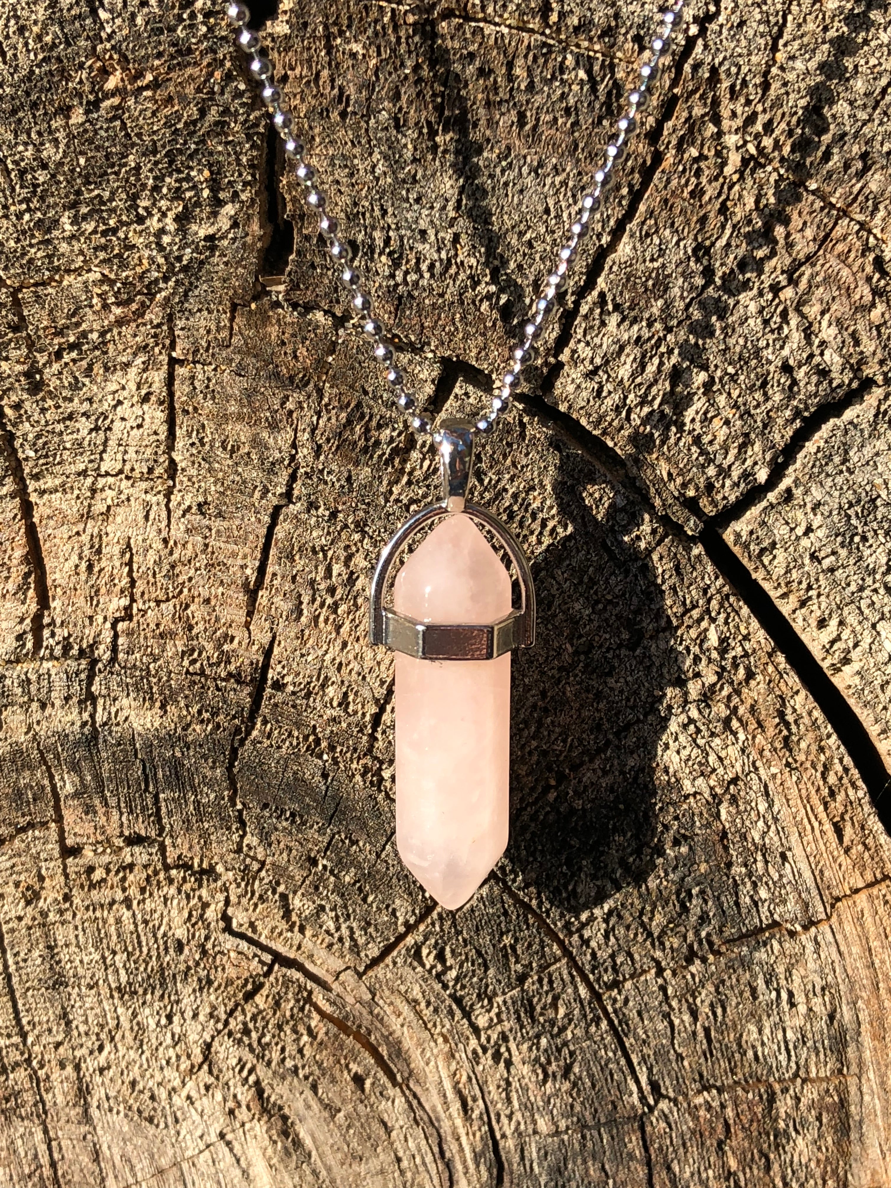Rose Quartz Crystal Point Necklace