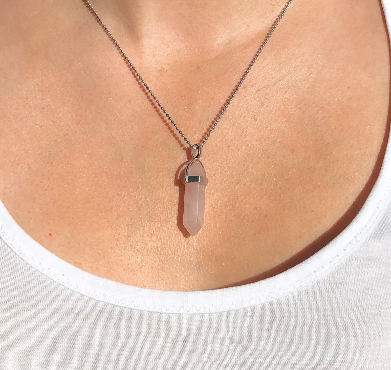 Rose Quartz Crystal Point Necklace