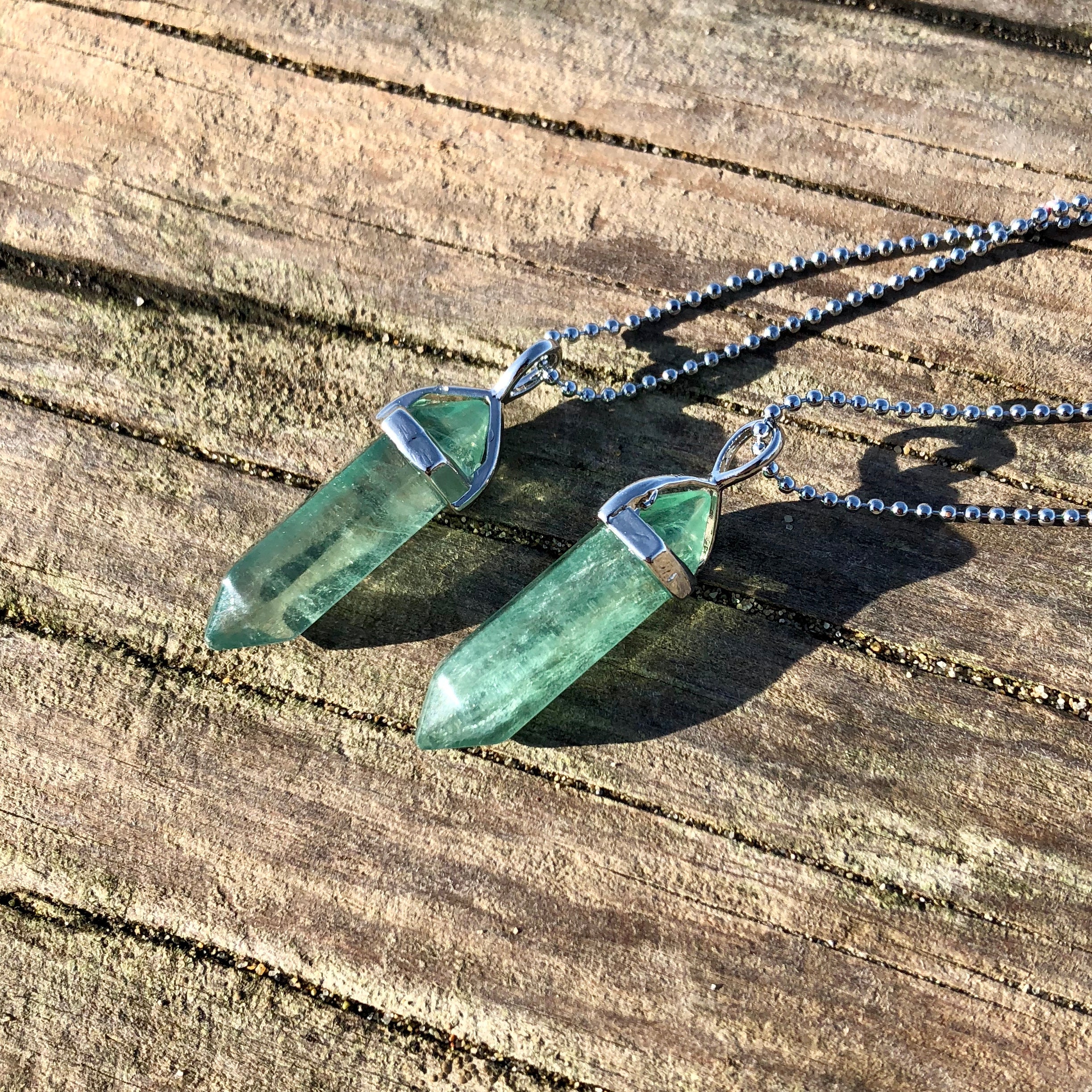 Green Fluorite Crystal Point Necklace