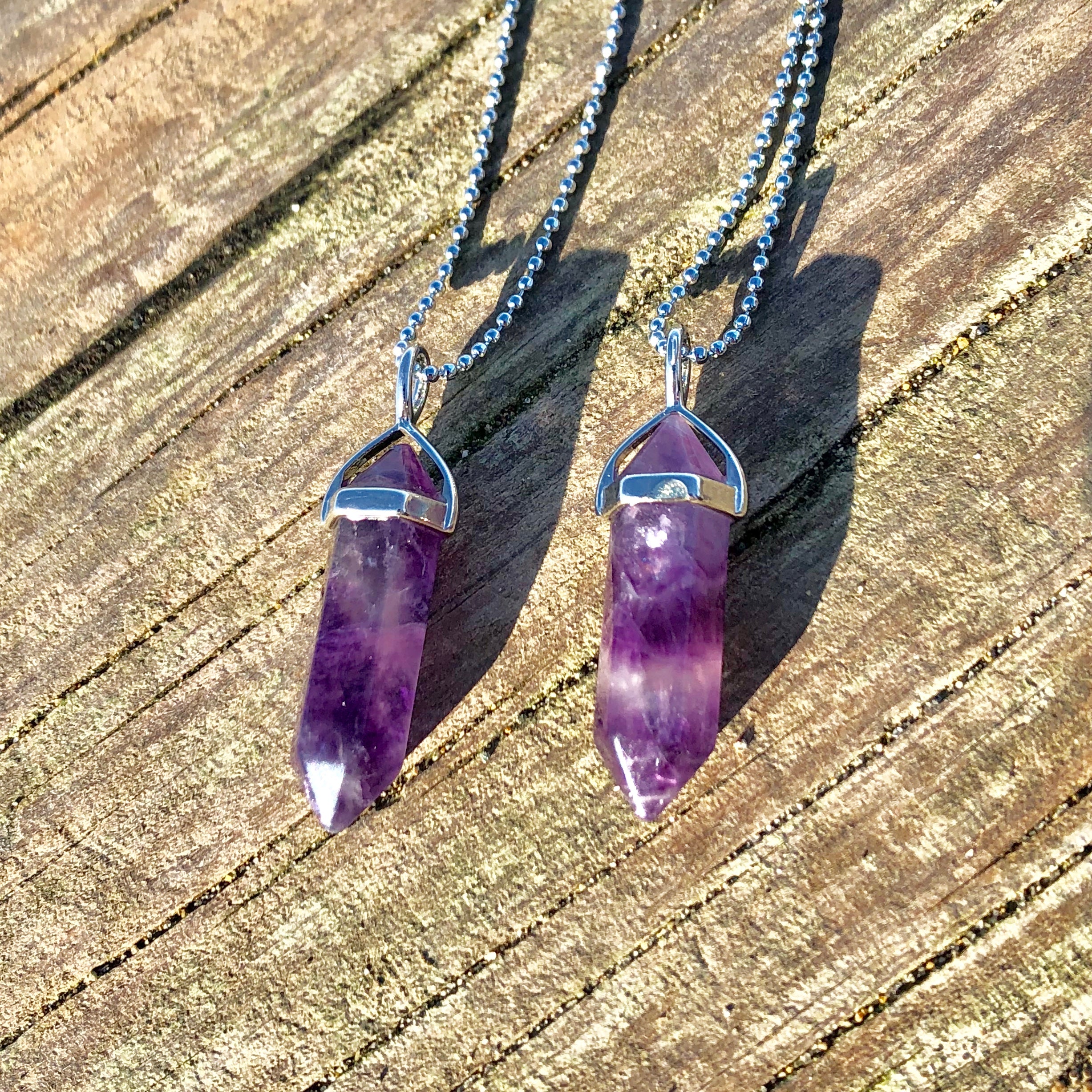 Purple Fluorite Crystal Point Necklace