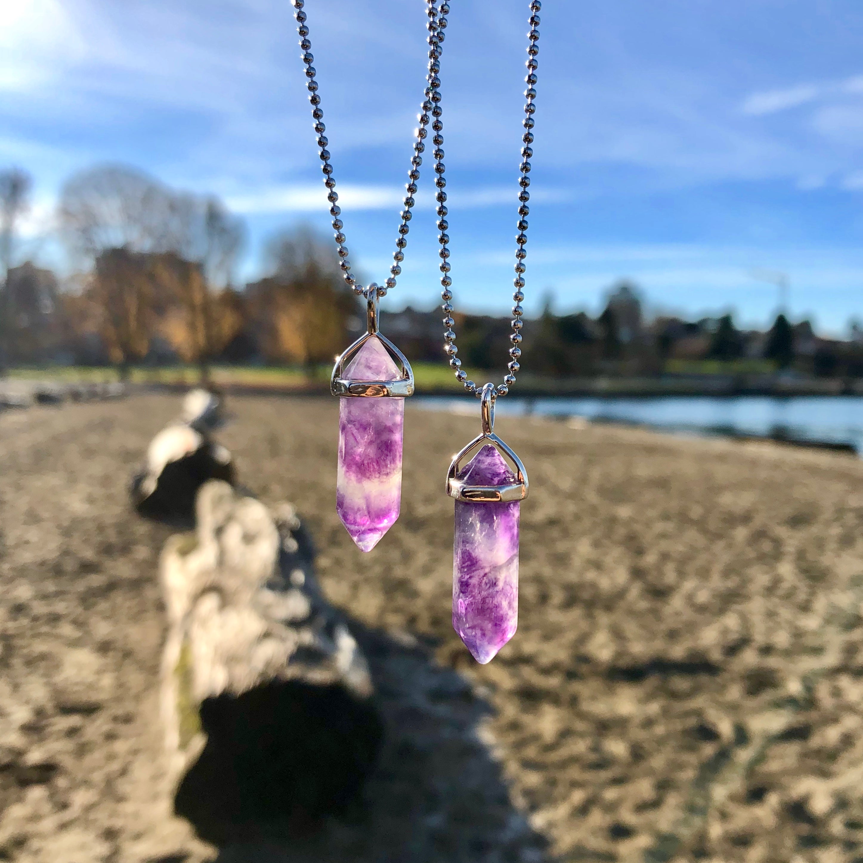 Purple Fluorite Crystal Point Necklace