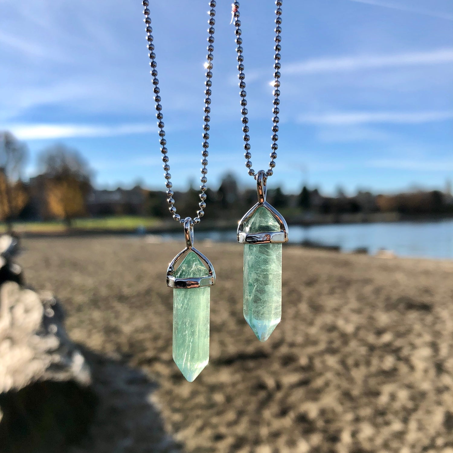Green Fluorite Crystal Point Necklace