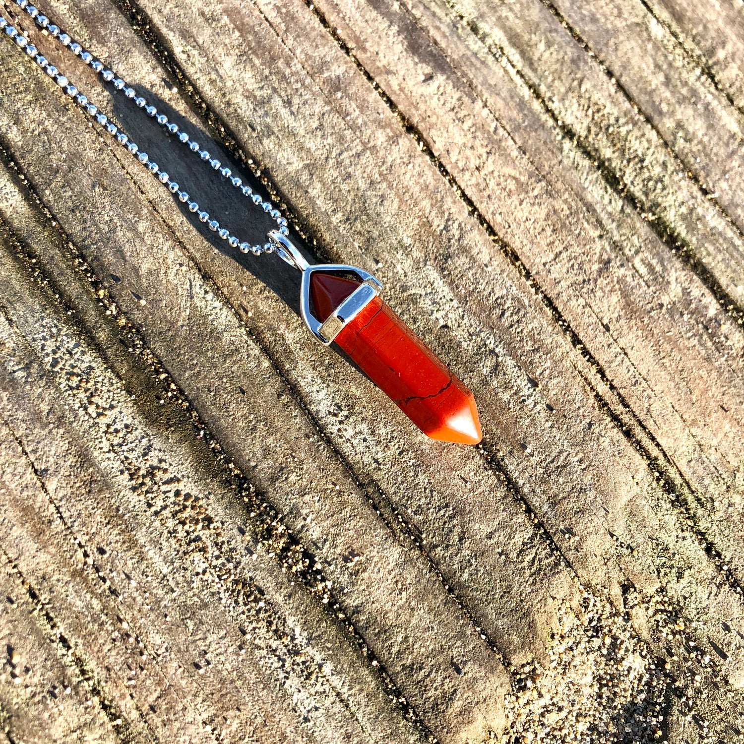 Red Jasper Crystal Point Necklace