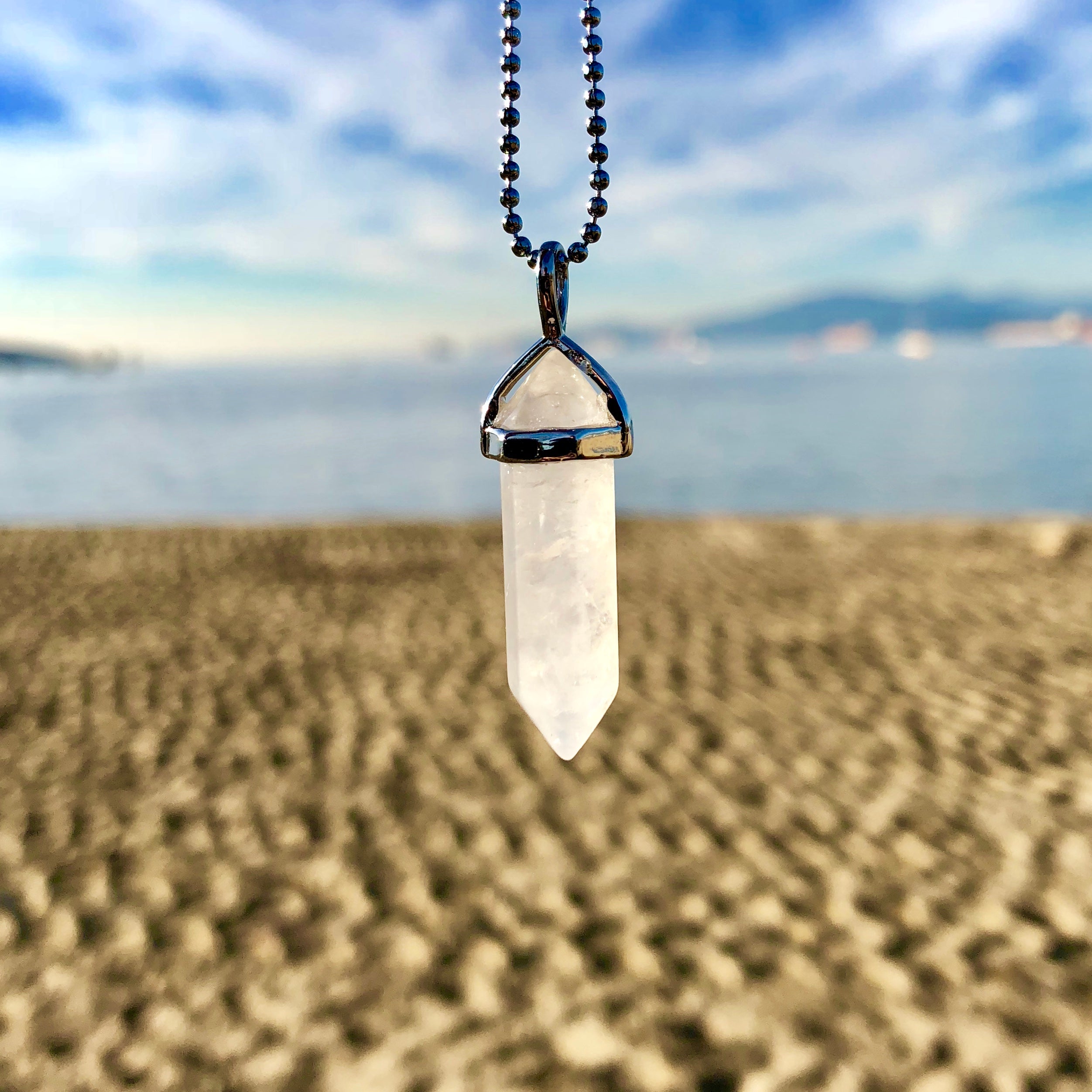Clear Quartz Crystal Point Necklace