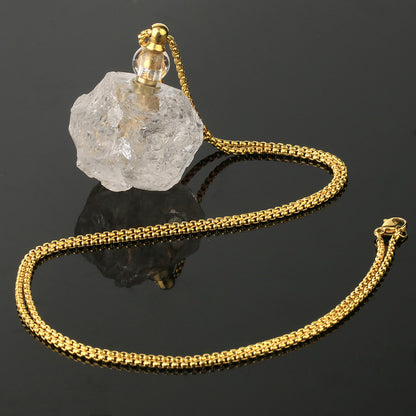 Collar de aceites esenciales de cristal: fluorita y cuarzo transparente 