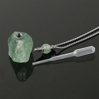 Collar de aceites esenciales de cristal: fluorita y cuarzo transparente 