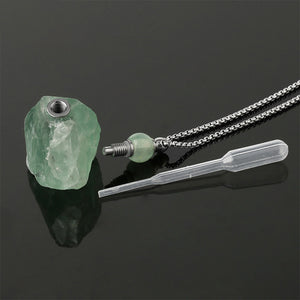 Crystal Essential Oil Necklace - Fluorite and Clear Quartz