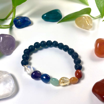 7 Chakra Crystals Lava Rock Bracelet