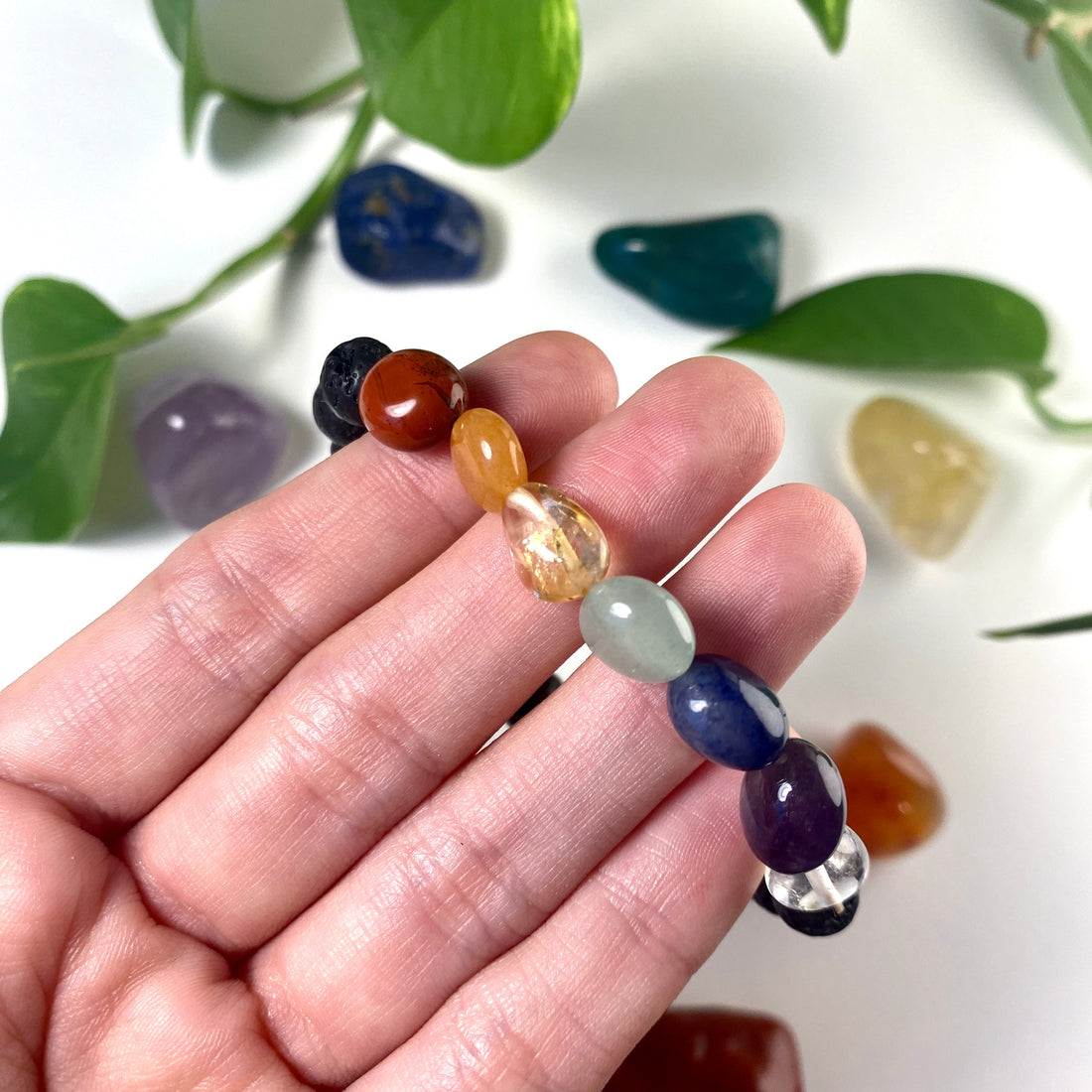 7 Chakra Crystals Lava Rock Bracelet