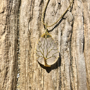 Clear Quartz Wire Wrap Tree of Life Necklace