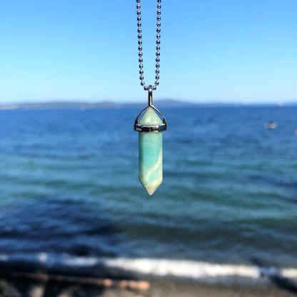 Amazonite Crystal Point Necklace