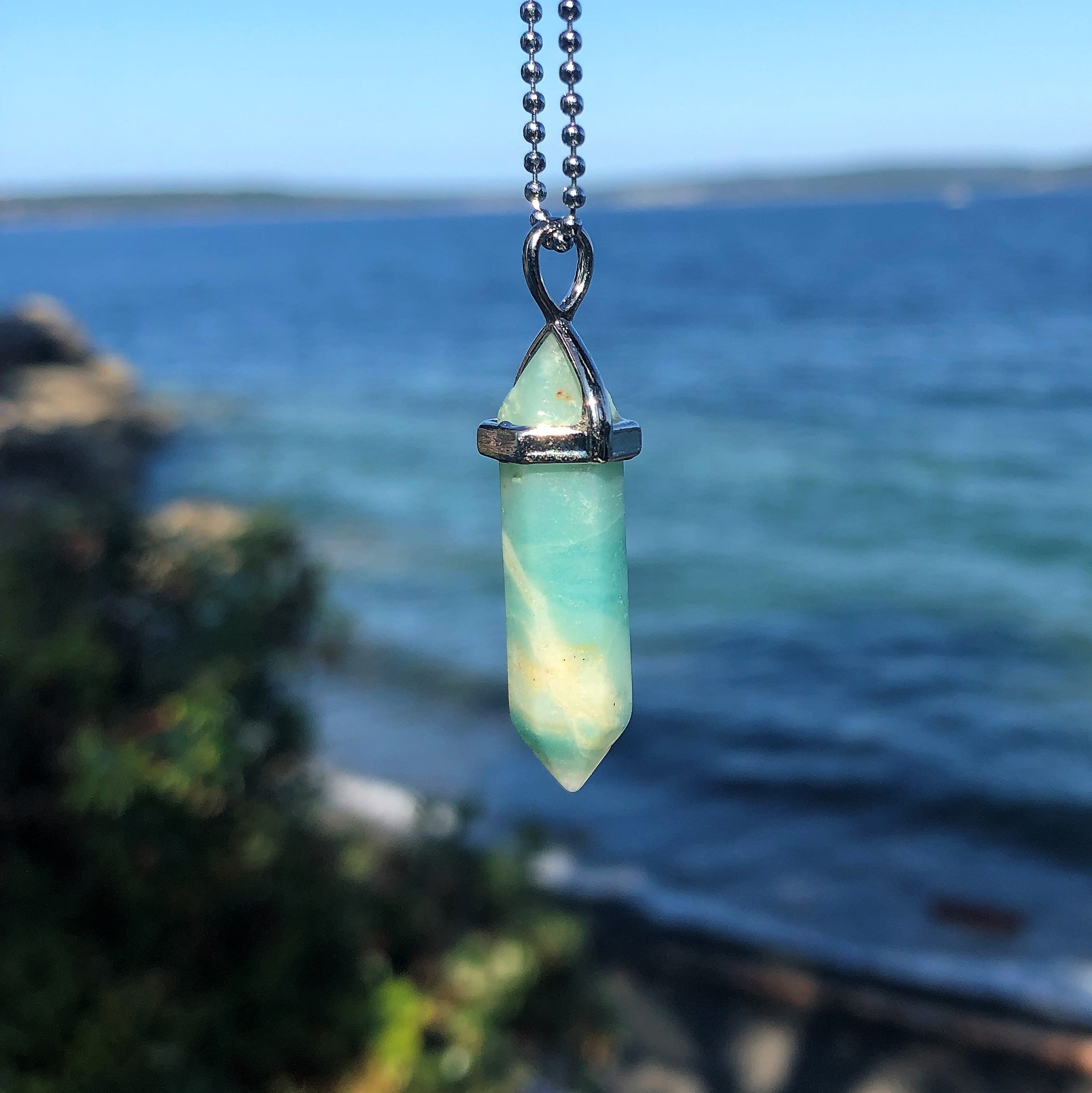 Amazonite Crystal Point Necklace