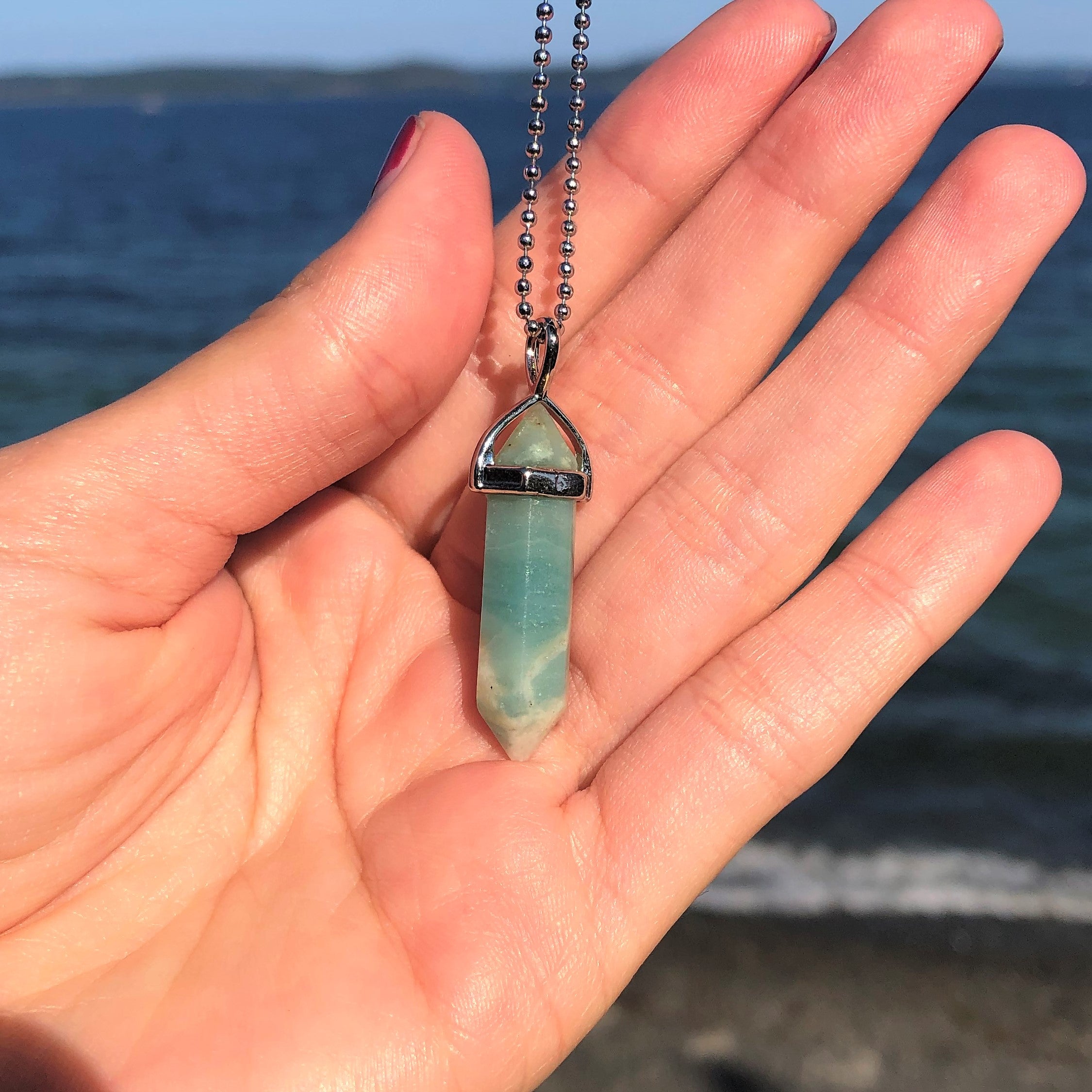 Amazonite Crystal Point Necklace