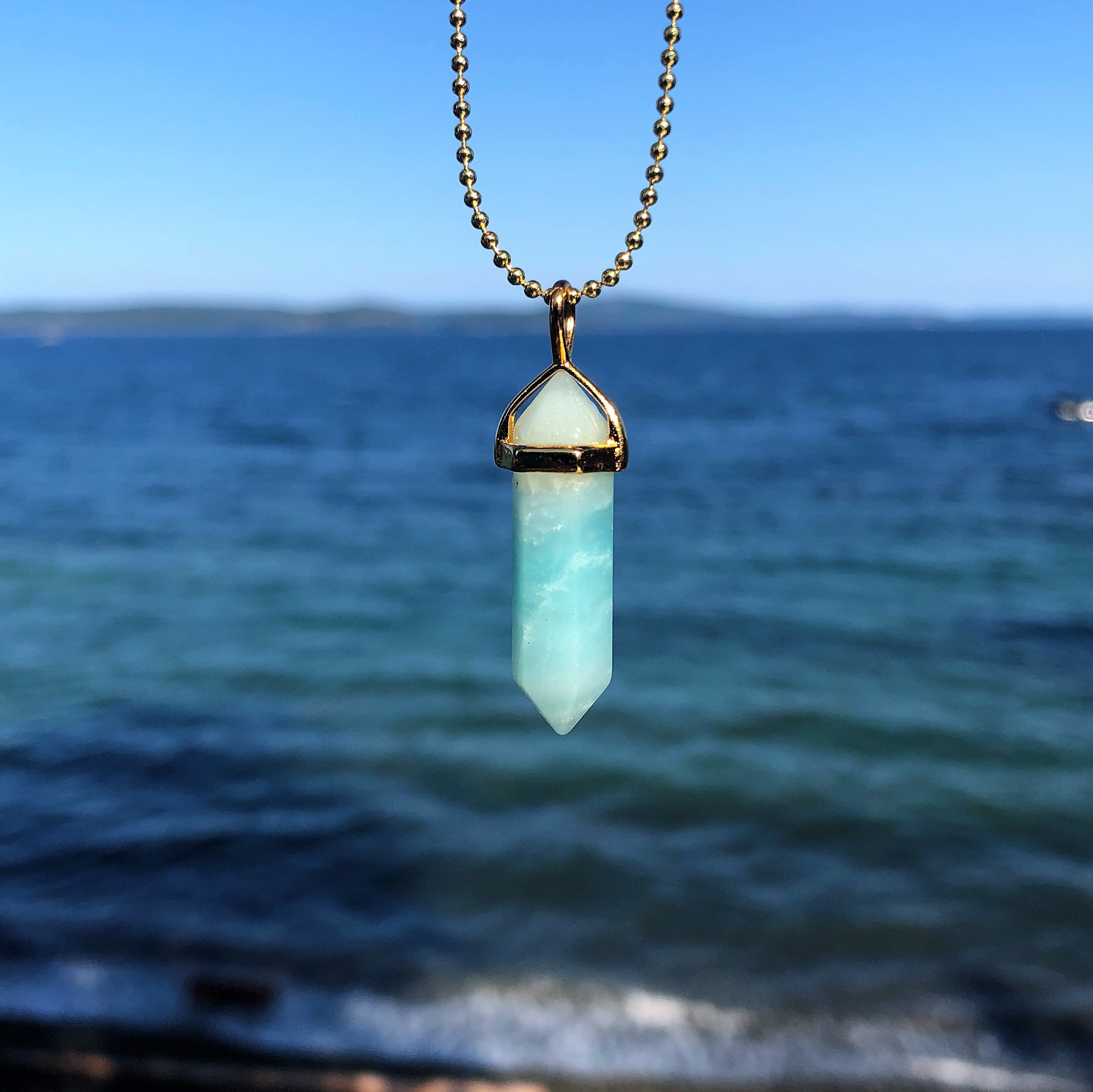 Amazonite Crystal Point Necklace