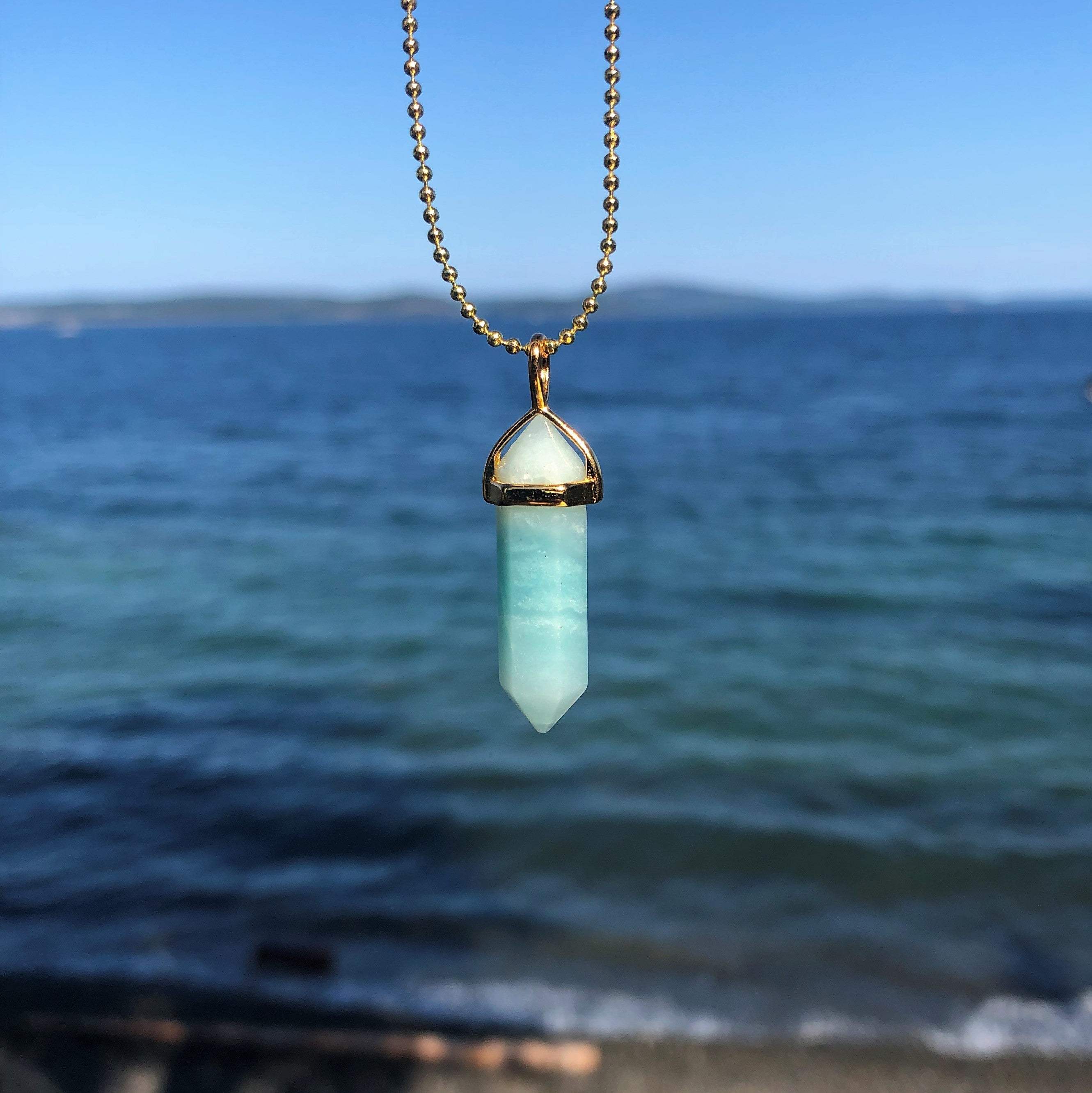 Amazonite Crystal Point Necklace