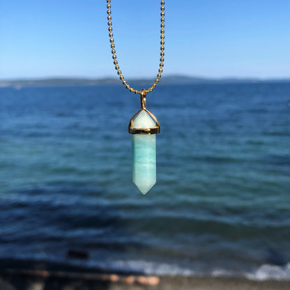 Amazonite Crystal Point Necklace
