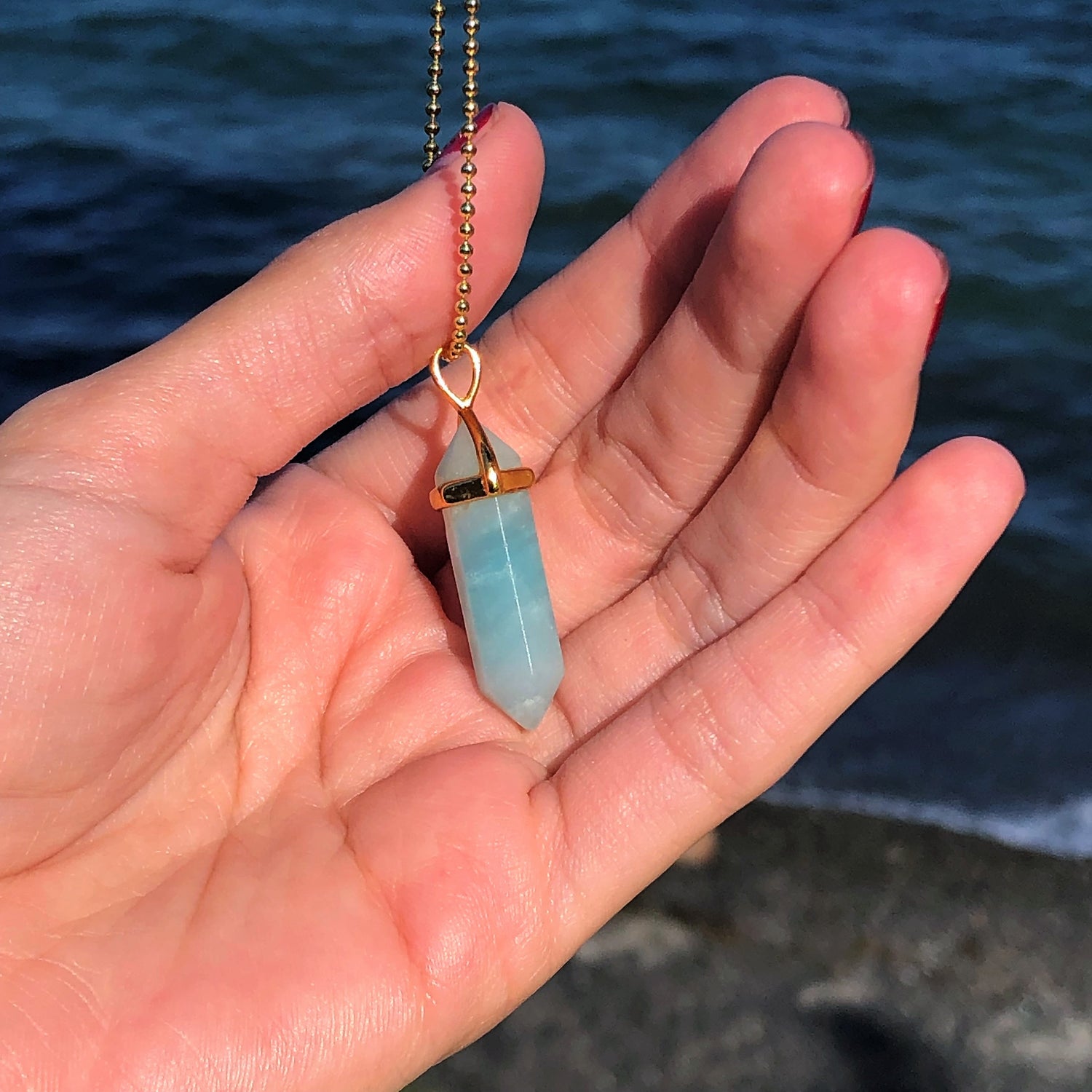 Amazonite Crystal Point Necklace