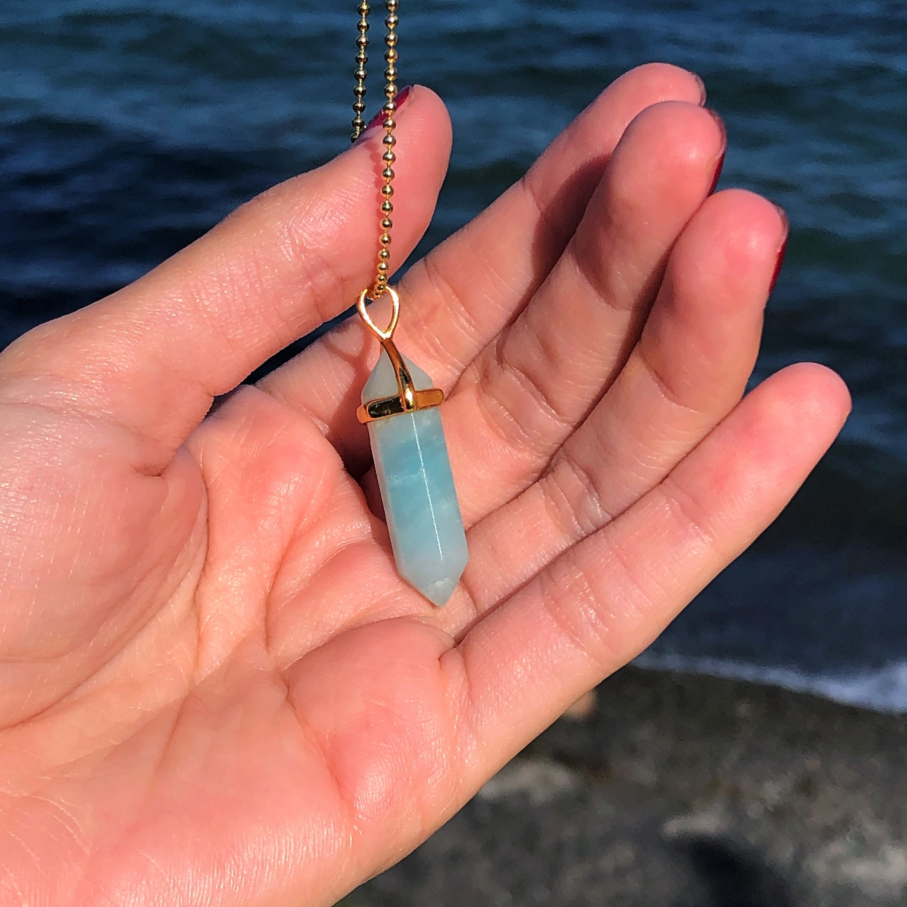 Amazonite Crystal Point Necklace