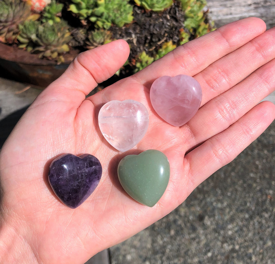 Polished Crystal Hearts Bundle - 4 pieces