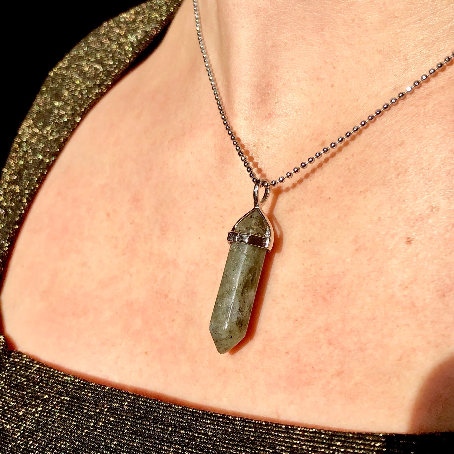 Labradorite Crystal Point Necklace