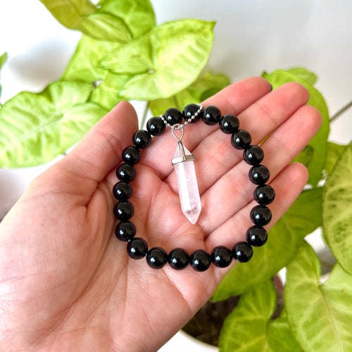 Protection & Balance Bundle - Clear Quartz & Black Onyx Crystal jewelry set