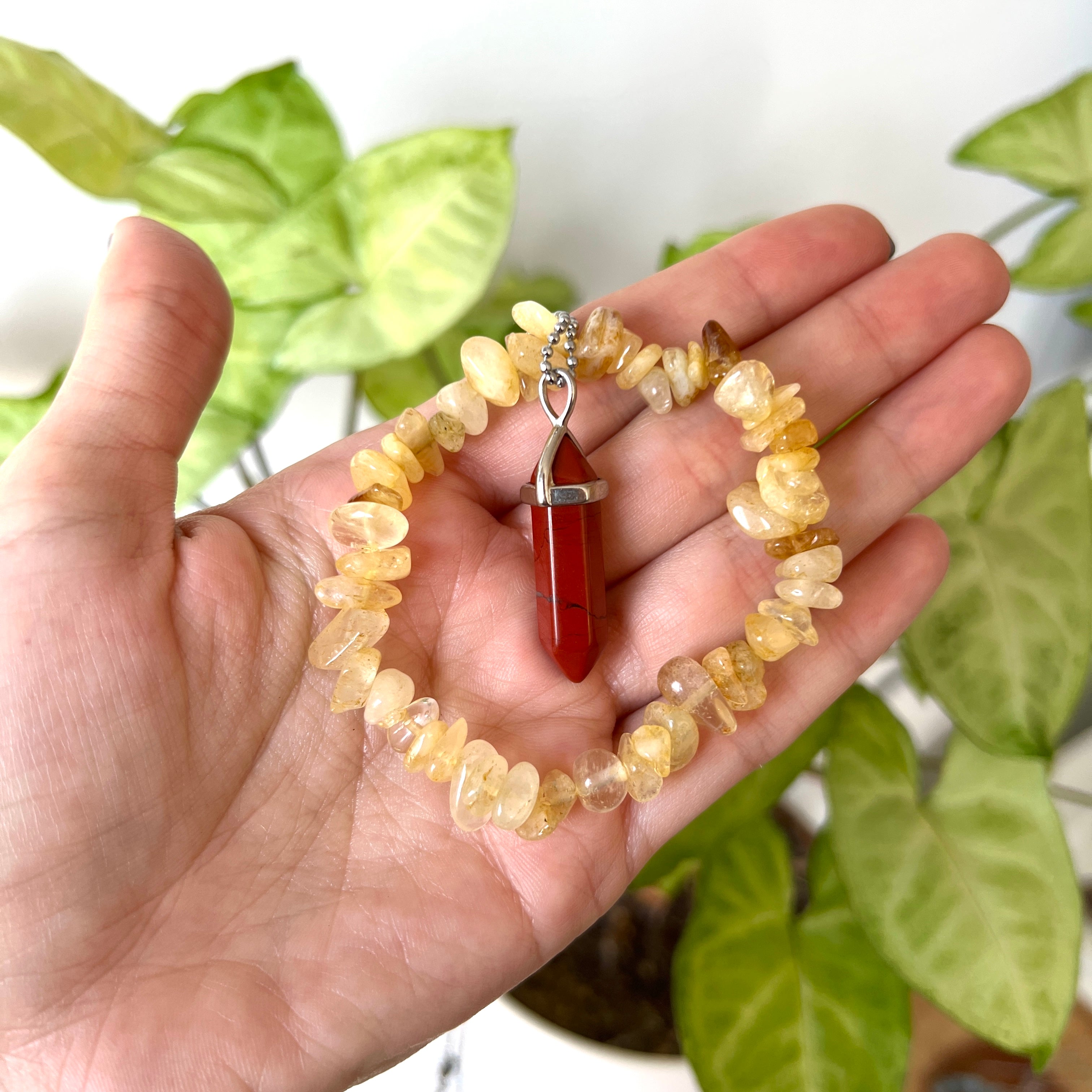 Energy bundle - Citrine &amp; Red Jasper Crystal jewelry set