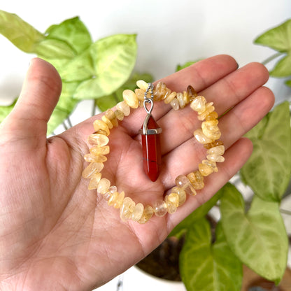 Energy bundle - Citrine &amp; Red Jasper Crystal jewelry set