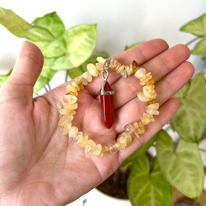 Energy bundle - Citrine & Red Jasper Crystal jewelry set