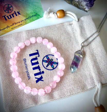 Love &amp; Joy bundle - Rose Quartz &amp; Fluorite Crystal jewelry set