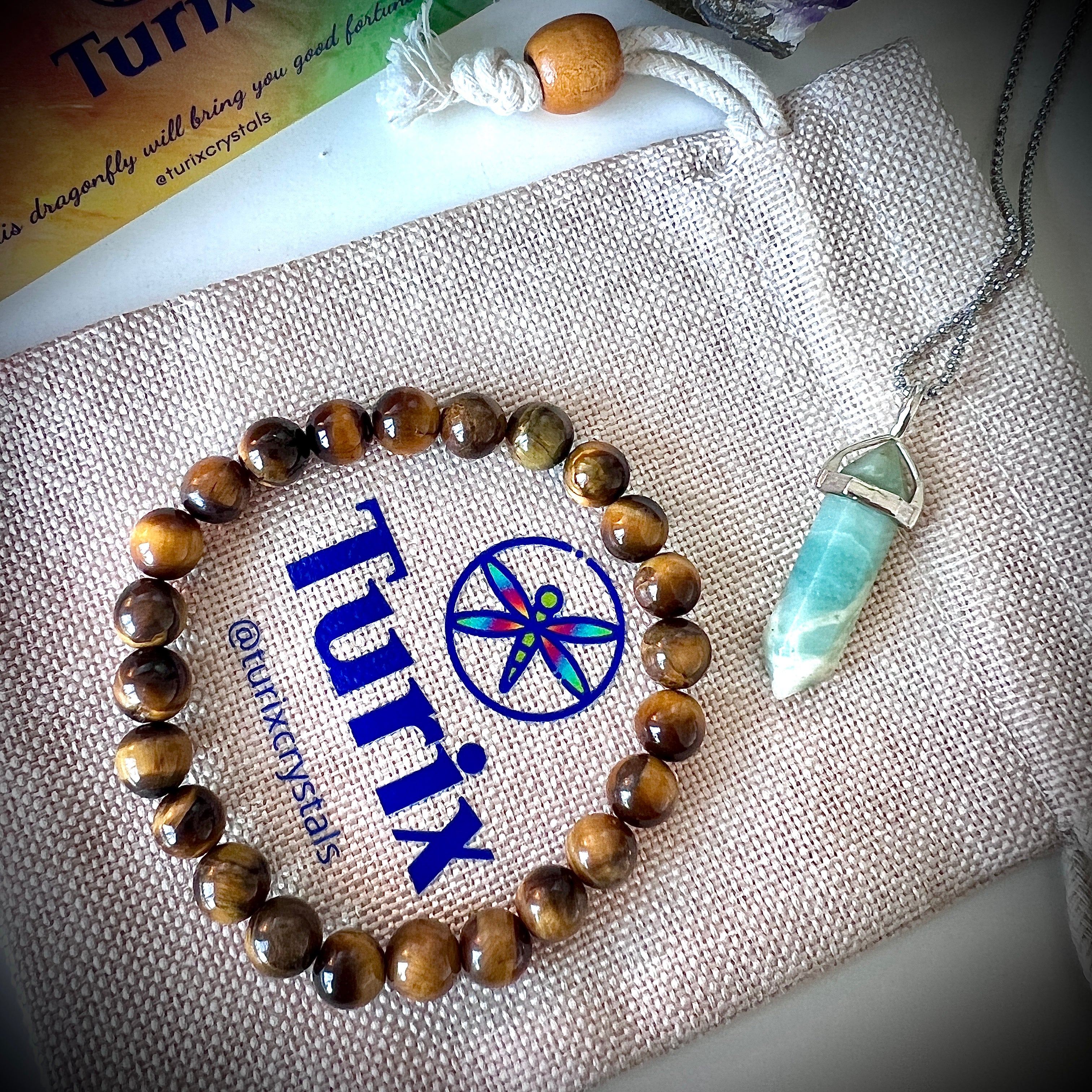 Inner Power bundle - Tiger Eye &amp; Amazonite Crystal jewelry set