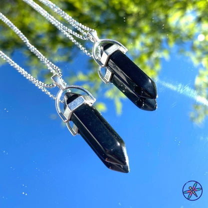 Black Onyx Crystal Point Necklace