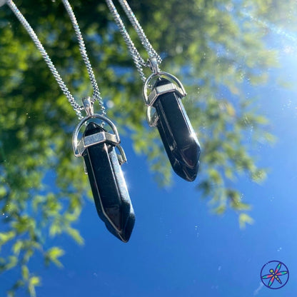 Black Onyx Crystal Point Necklace