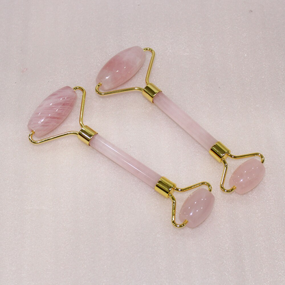 Juego de rodillo facial de cristal natural y gua sha: amatista, cuarzo rosa, aventurina, jade verde