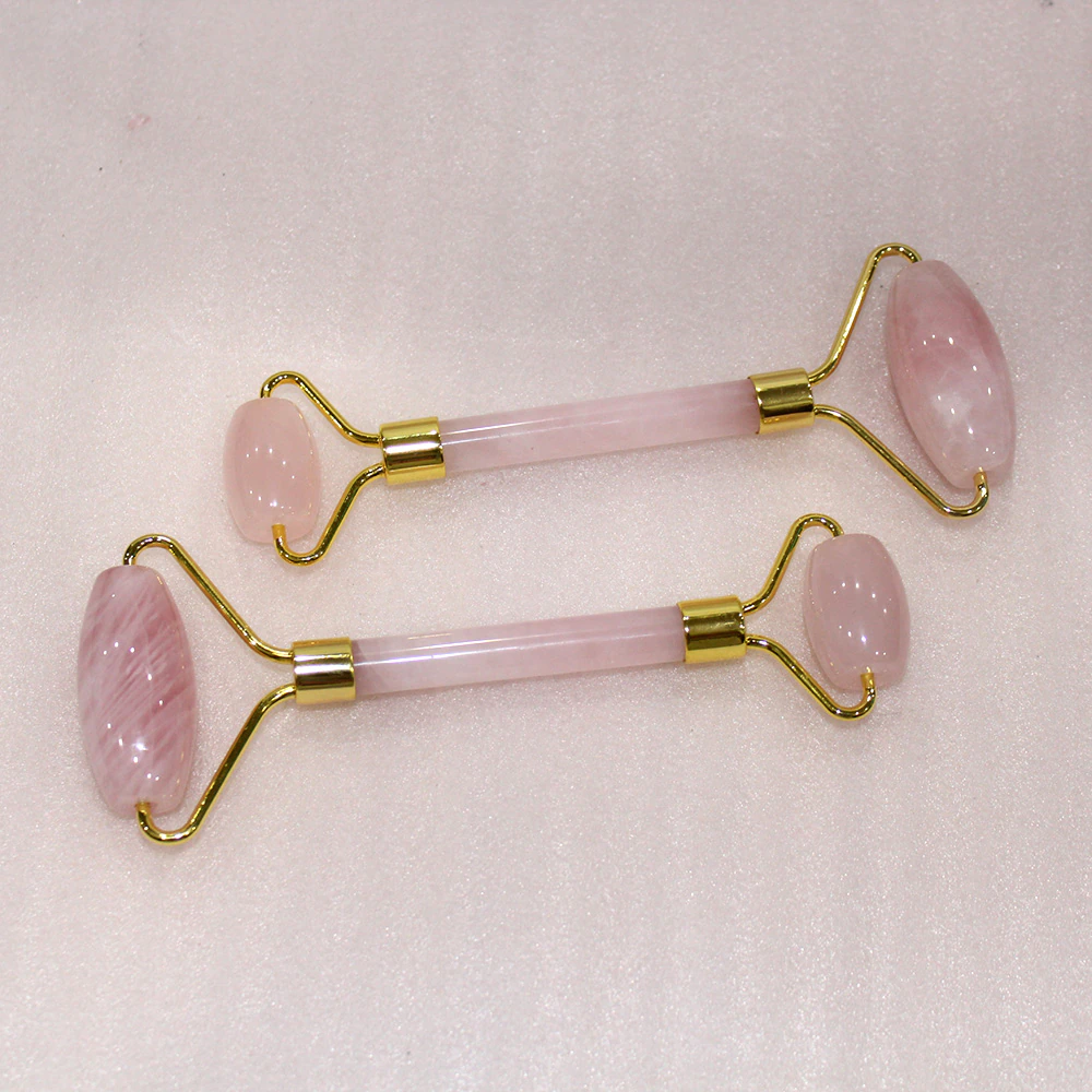 Juego de rodillo facial de cristal natural y gua sha: amatista, cuarzo rosa, aventurina, jade verde