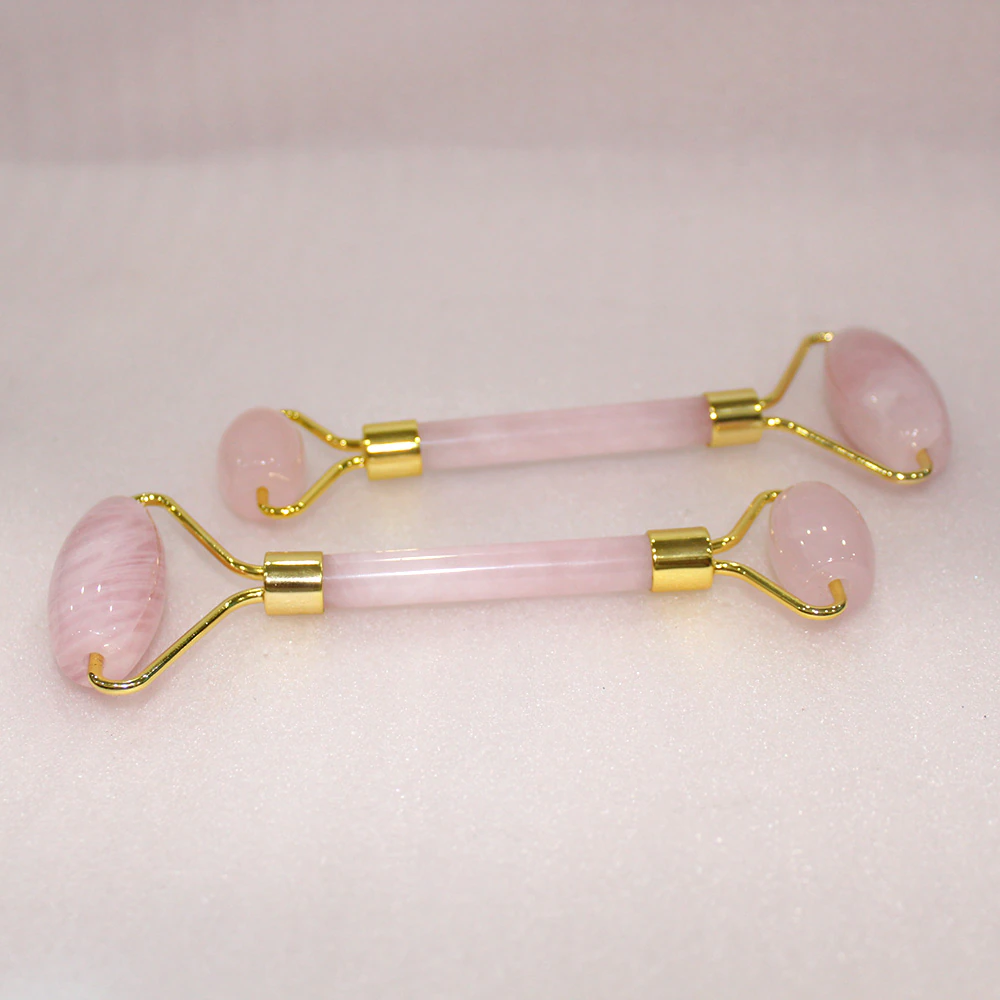 Juego de rodillo facial de cristal natural y gua sha: amatista, cuarzo rosa, aventurina, jade verde