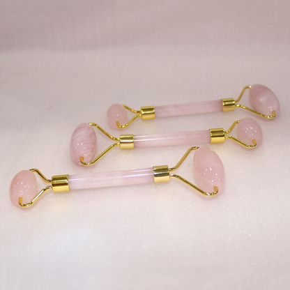 Juego de rodillo facial de cristal natural y gua sha: amatista, cuarzo rosa, aventurina, jade verde