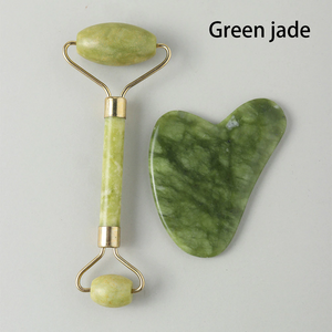 Natural Crystal Face Roller and Gua sha set - Amethyst Rose Quartz Aventurine Green Jade