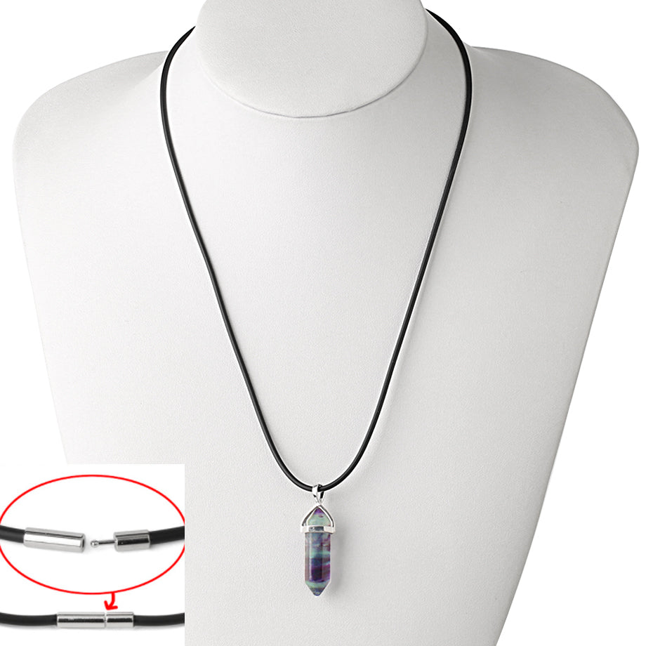 Purple Fluorite Crystal Point Necklace