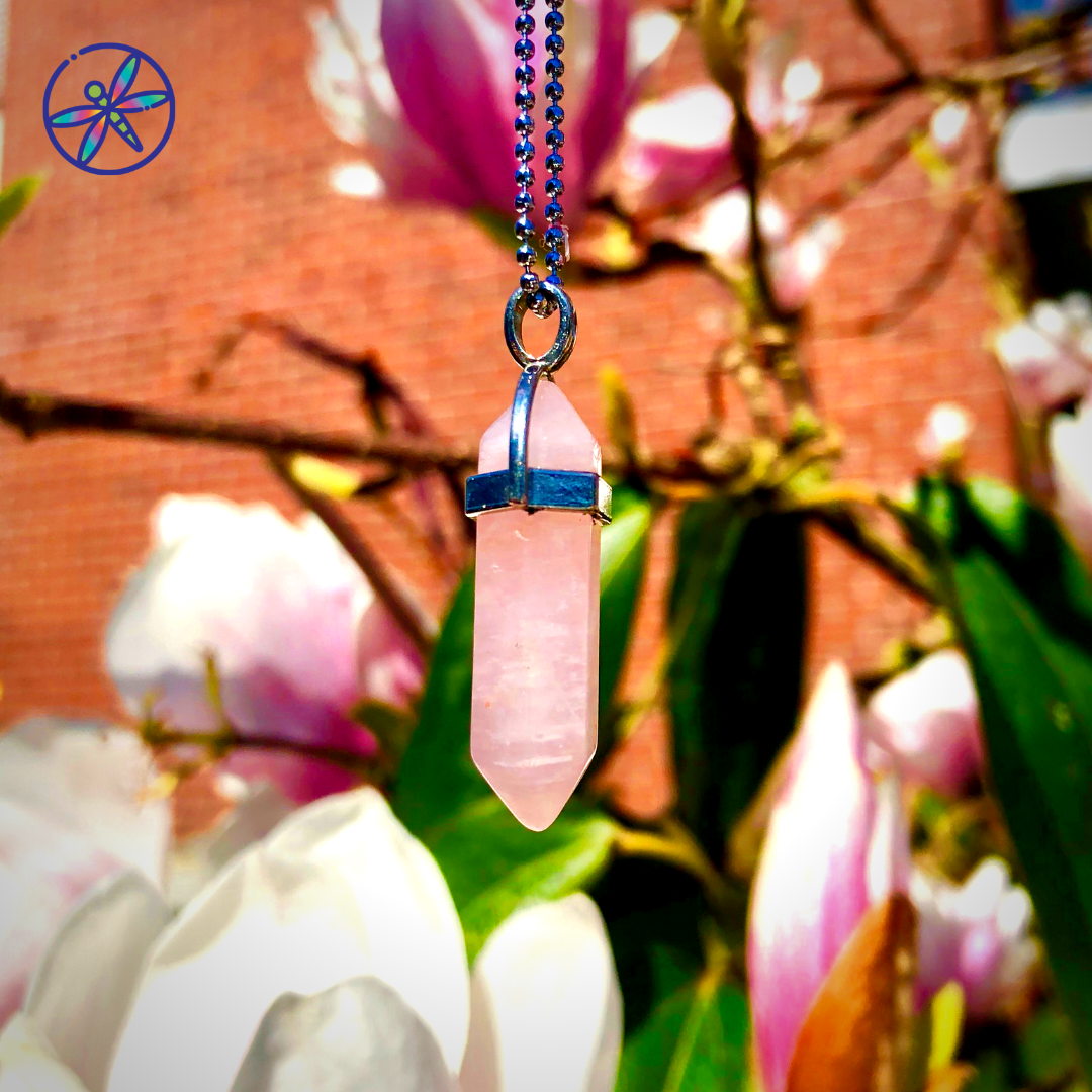 Rose Quartz Crystal Point Necklace