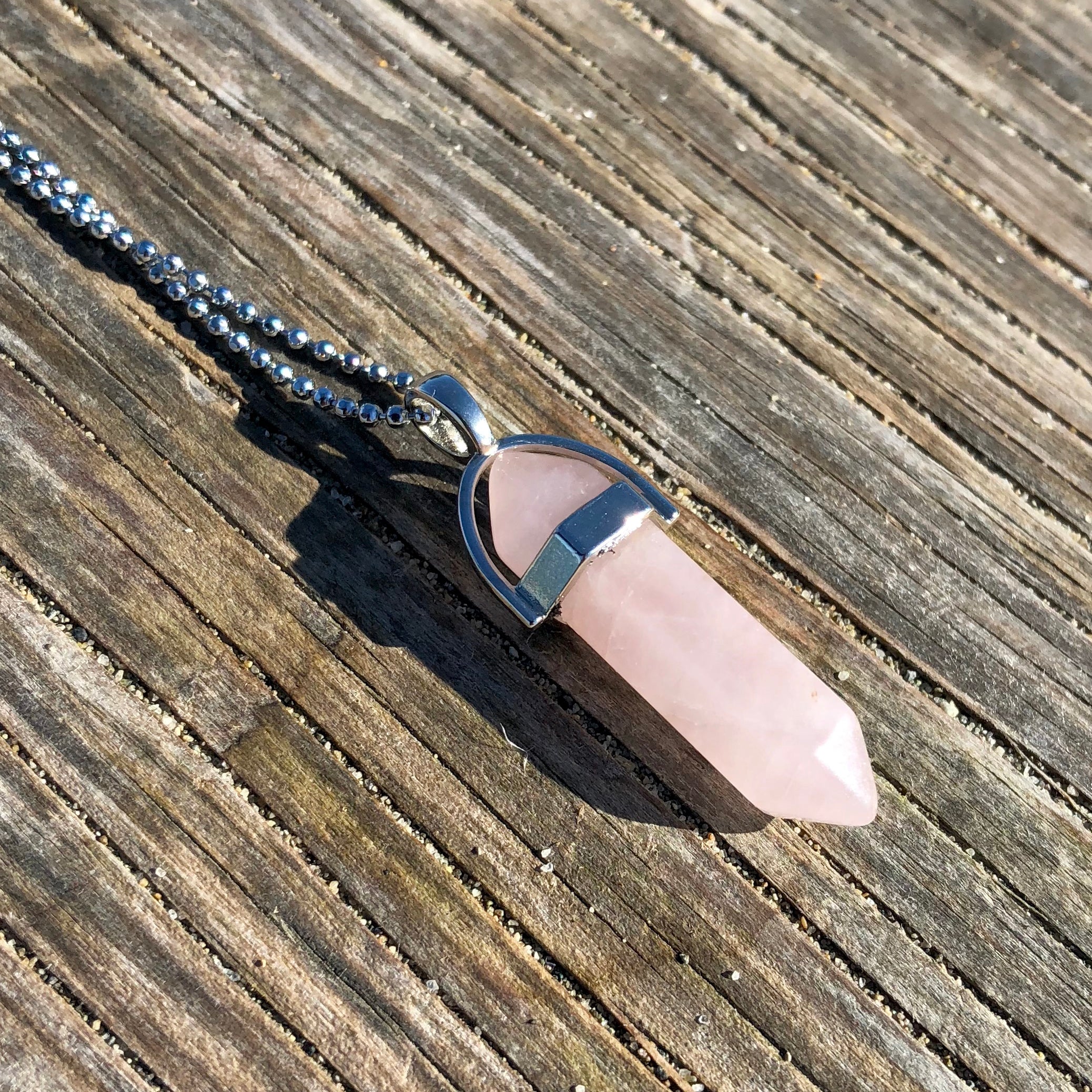 Rose Quartz Crystal Point Necklace