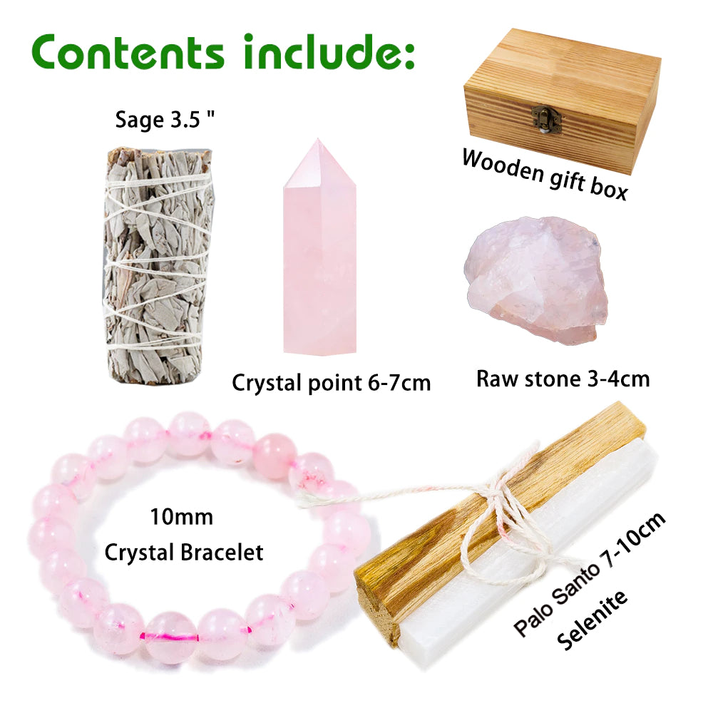 Only Good Vibes - Crystal Cleansing Gift Set with Sage, Selenite &amp; Palo Santo