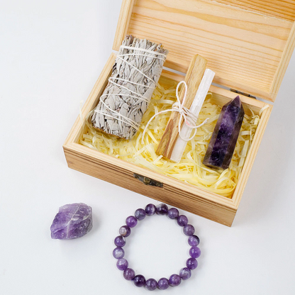 Only Good Vibes - Crystal Cleansing Gift Set with Sage, Selenite &amp; Palo Santo