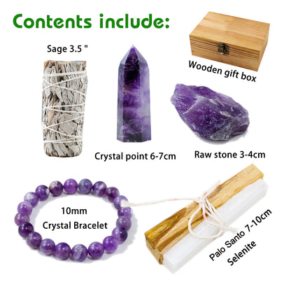 Only Good Vibes - Crystal Cleansing Gift Set with Sage, Selenite &amp; Palo Santo