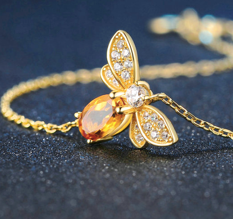 Citrine Bee Bracelet - 14k Gold