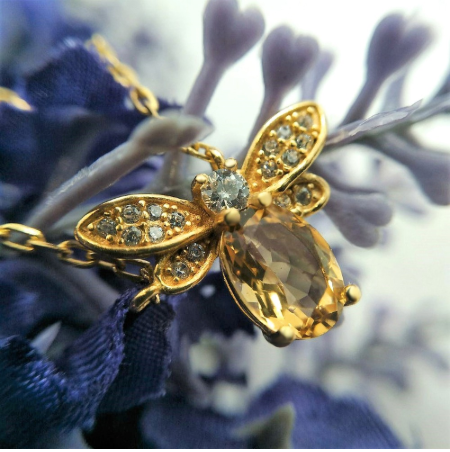 Citrine Bee Bracelet - 14k Gold