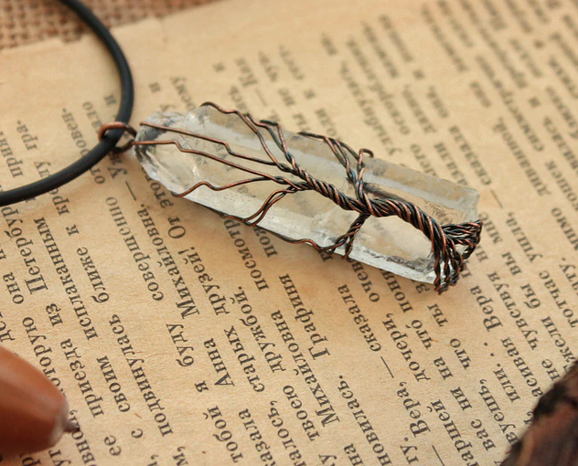 Wire Wrapped Clear Quartz Pendant