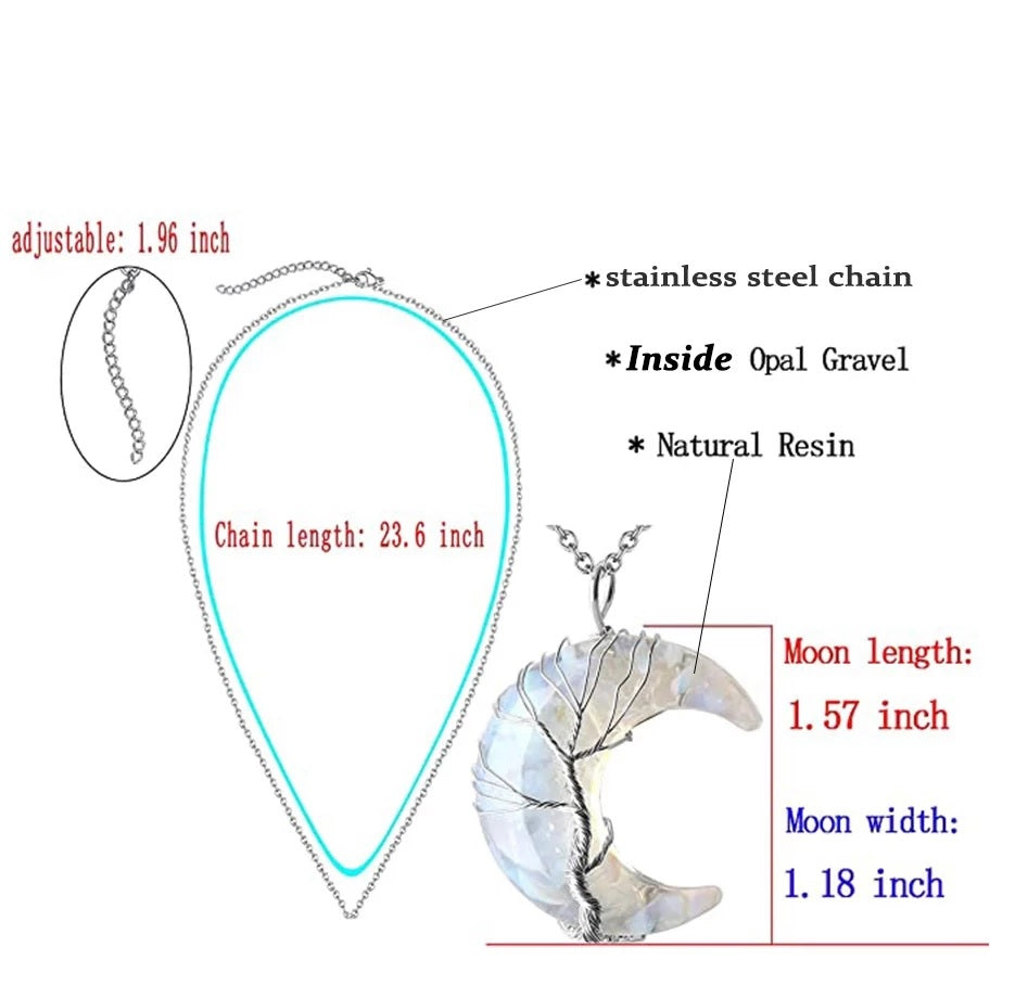 Magia de la luna creciente: collar de cristal envuelto