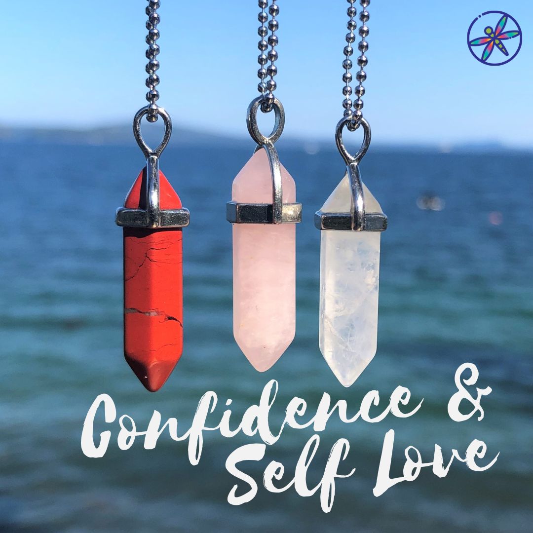 Confianza y amor propio: conjunto de collares de cristal: jaspe rojo, cuarzo rosa y cuarzo transparente 